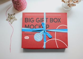 Christmas Gift Box Free Mockup