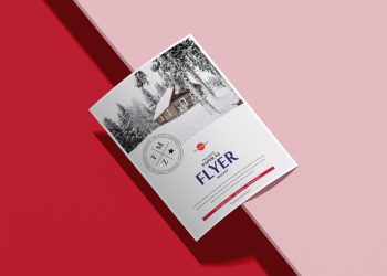Free Brand A4 Curved Flyer Free Mockup